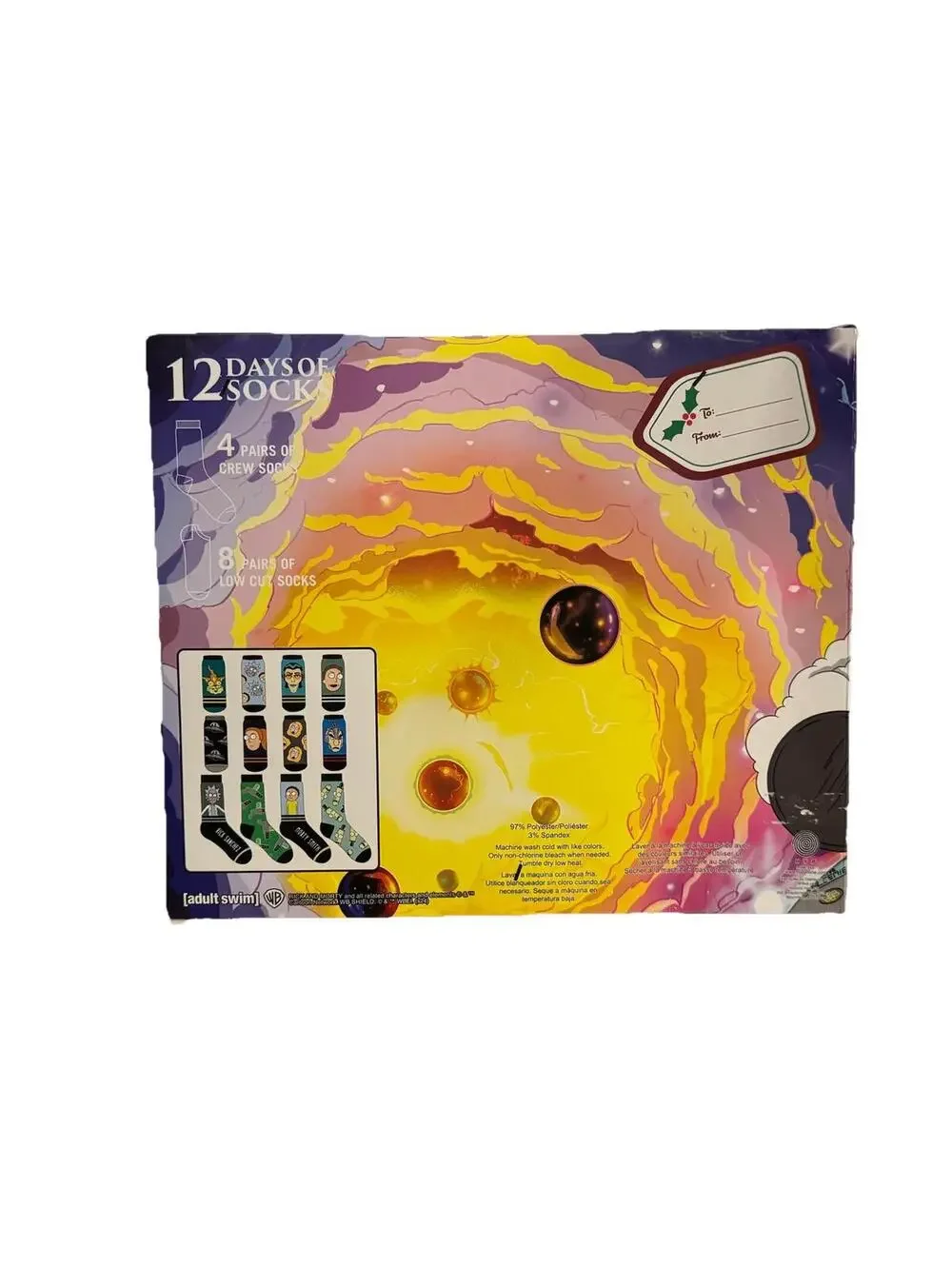 Rick and Morty Christmas Advent 12 socks 4crew 8 low cut Squanchy Jerry Beth New